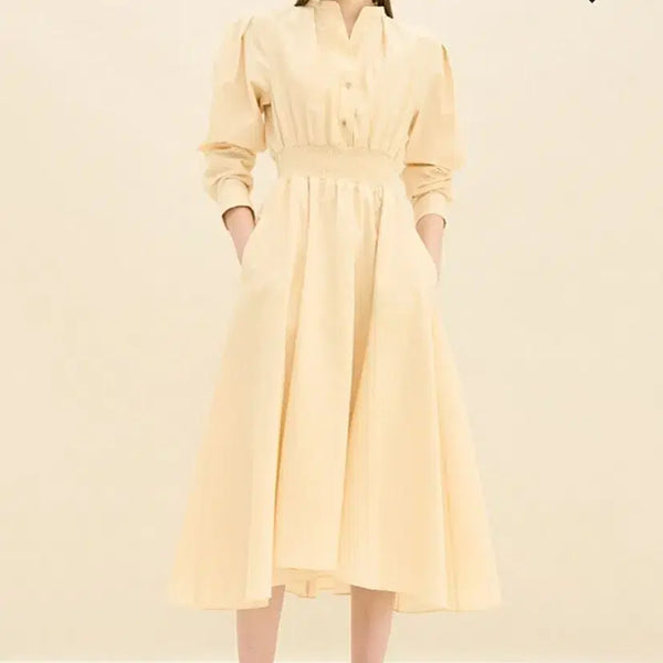 [BUNJANG] TIME Notch Neck Smocking Banding Dress / 23)타임 노치넥 스모킹 밴딩 원피스
