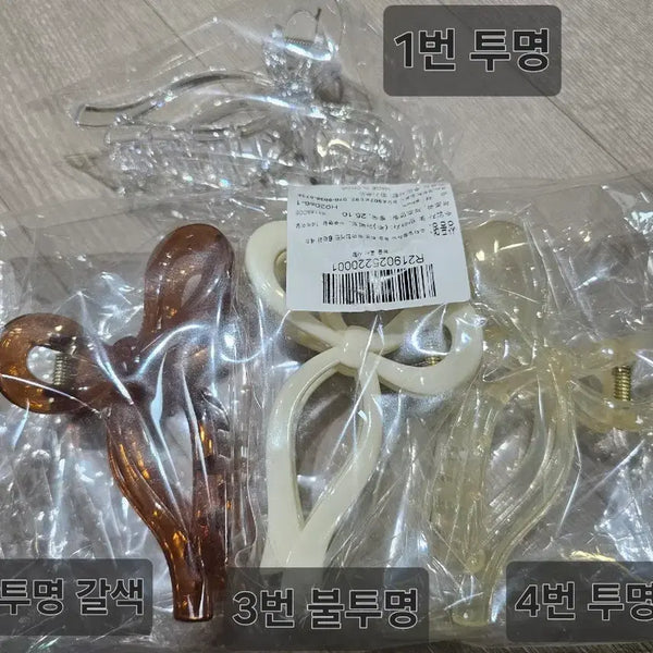 [BUNJANG] Retro Giallo Style Hair Clips Set / [미개봉]리본 머리핀 머리집게 헤어핀 집게핀 헤어클립 투명 불투명 사계절 세트 레트로 갸루