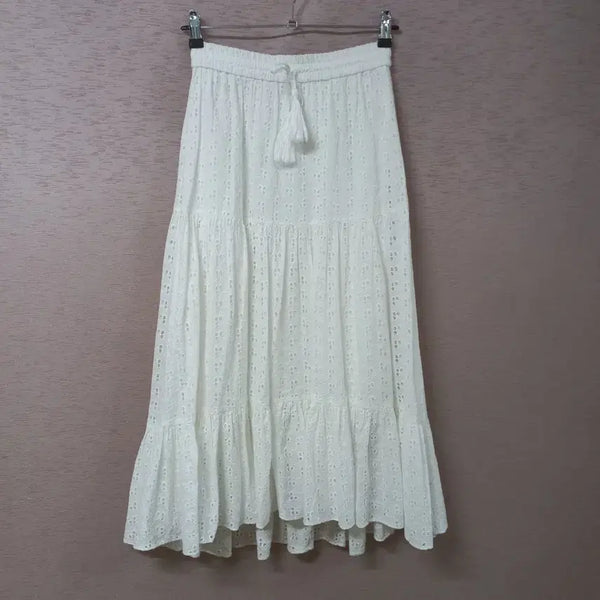 [BUNJANG] Claudie Pierlot Ivory Embroidery Punching Long Skirt / B8-5/클로디피에로 아이보리 자수펀칭 롱스커트 여성