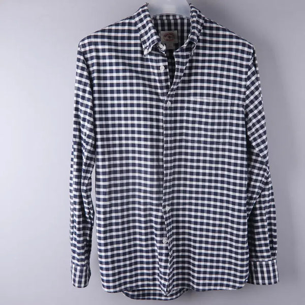 [BUNJANG] Brooks Brothers Gingham Check Shirt Navy S / 브룩스브라더스 깅엄 체크 셔츠 네이비 (S/95)