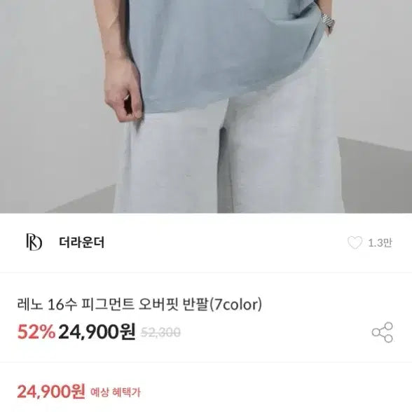 [BUNJANG] The Lounder Reno 16s Pigment Oversized T-Shirt (Gray) / 레노 16수 피그먼트 오버핏 반팔