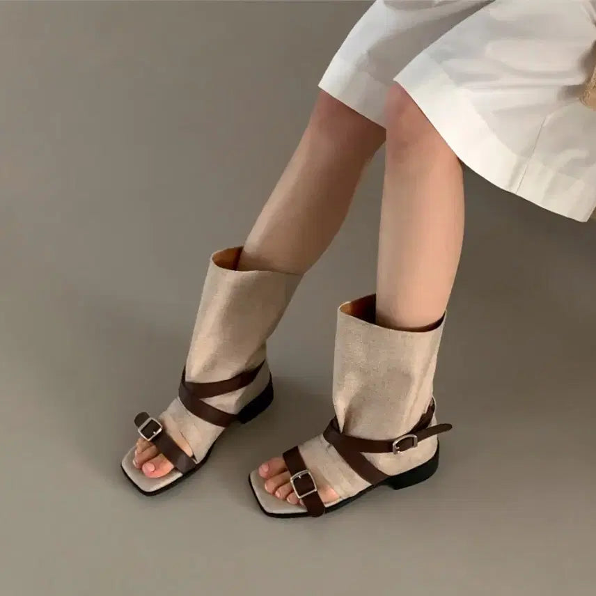 [BUNJANG] Linen Summer Boots Beige Size 240 / 린넨 여름부츠(새상품)팔로우특가