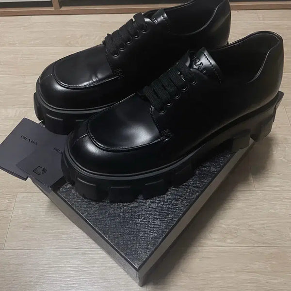 [BUNJANG] Prada Monolith Leather Lace-Up Shoes / [7.5]프라다 모놀리스 레더 레이스업