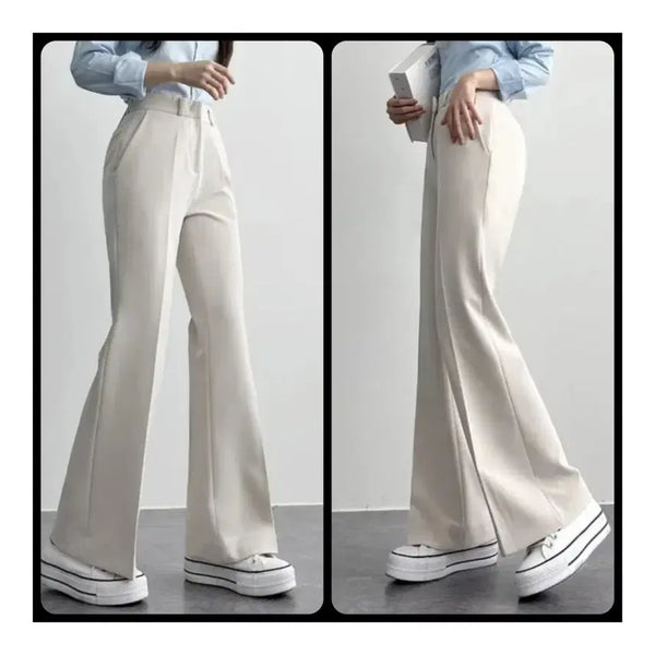[BUNJANG] Women's High Waist Bootcut Slacks - Ivory, Long Length, Office Wear / 하이웨스트 슬랙스 / 부츠컷 슬랙스 / 아이보리색 슬랙스 / 여성 슬랙스 / 롱기장 슬랙스 / 단정한 슬랙스 / 오피스룩 / 출근룩