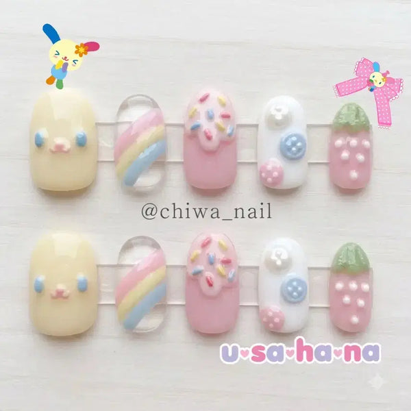 [BUNJANG] Custom Sprinkle Handmade Nail Tips / 주문제작 우사하나 스프링클 수제 네일팁