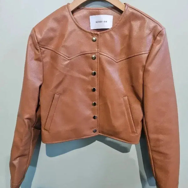 [BUNJANG] Merion Leather Crop Jacket / 메리온 레더 크롭자켓