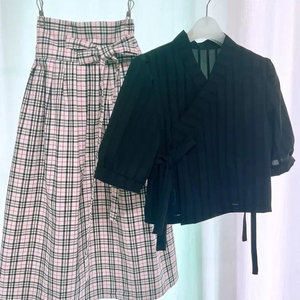 [BUNJANG] Handmade Black Short Sleeve Jeogori / 블랙 저고리(핸드메이드)