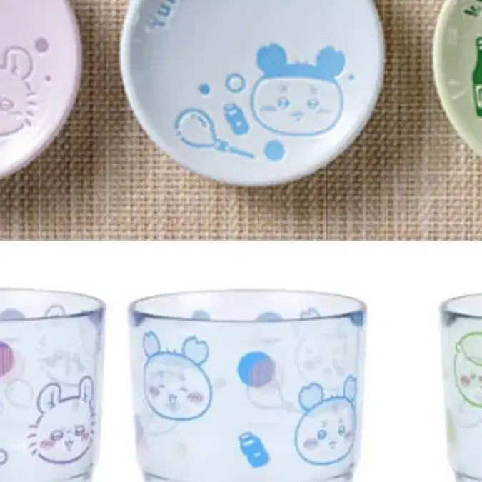 [BUNJANG] Chiikawa Kuji Crab Plate & Cup Set / 치이카와쿠지 카니 접시+컵 세트