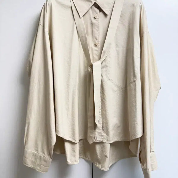 [BUNJANG] System 24SS Oversized Tie Blouse / 한섬 시스템 24년 오버핏 타이 블라우스