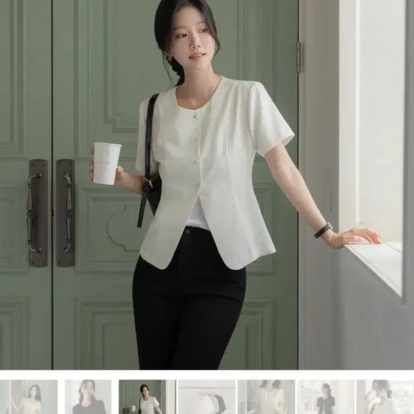 [BUNJANG] ODD LUNA Linen Slit Short Sleeve Jacket Oat Color / [새상품]오드 루나린넨트임반팔자켓 (오트칼라)