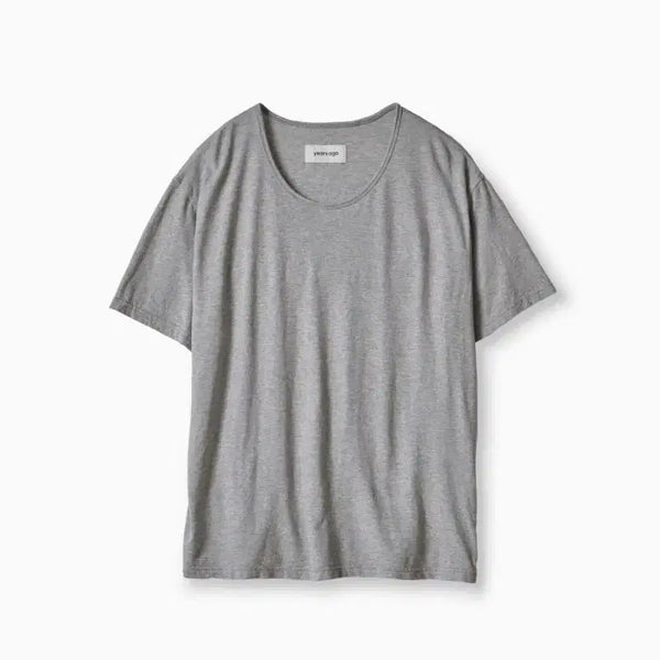 [BUNJANG] Years Ago Layered Washed Drapery U-Neck T-Shirt - M, Mélange Grey / [M] 이얼즈어고 레이어드 워시드 드레이퍼리 유넥 U넥 티 멜란지그레이