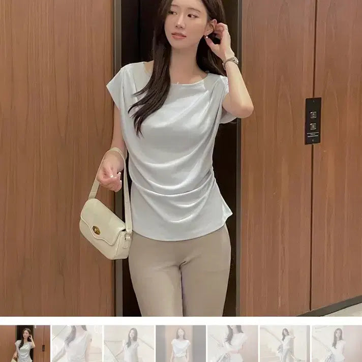 [BUNJANG] Kiara Draping Shirring T-Shirt / [새상품]가나다란 키아라 드레이프 셔링 티