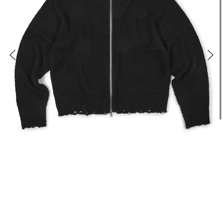 [BUNJANG] ETCE Black Damage Crop Net Zip-Up Knit / ETCE 데미지 크롭 넷 니트 집업 블랙