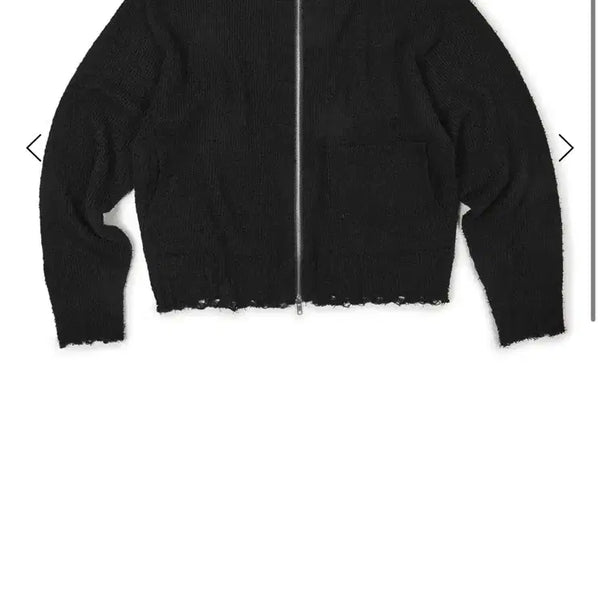 [BUNJANG] ETCE Black Damage Crop Net Zip-Up Knit / ETCE 데미지 크롭 넷 니트 집업 블랙