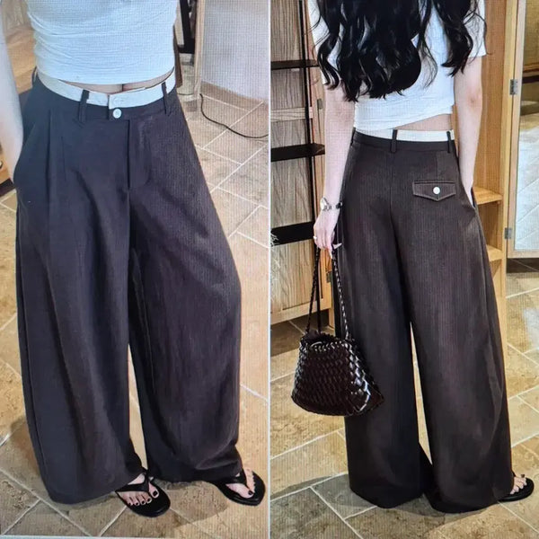[BUNJANG] Colorblock Casual Wide Pants / (해외배송)허리 배색 디자인 캐주얼 와이드 팬츠 2컬러