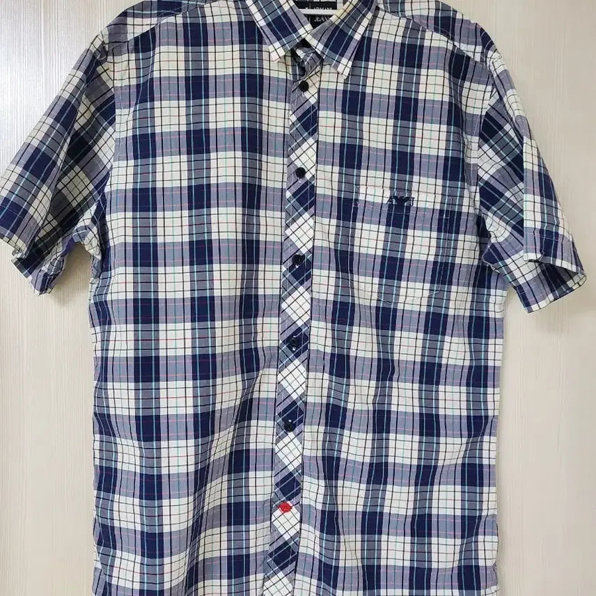 [BUNJANG] Armani Jeans Check Short Sleeve Shirt / 아르마니 진스  체크 반팔 셔츠