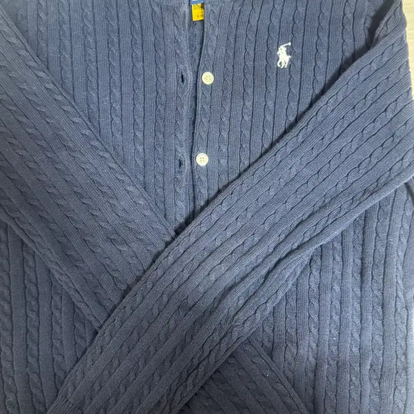 [BUNJANG] Polo Ralph Lauren Navy Cable Knit Cardigan L / 폴로 네이비 L 가디건