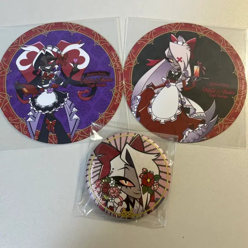 [BUNJANG] Hazbin Hotel Coaster and Can Badge Set / 급처!!)해즈빈 호텔 코스터 캔뱃지 세트