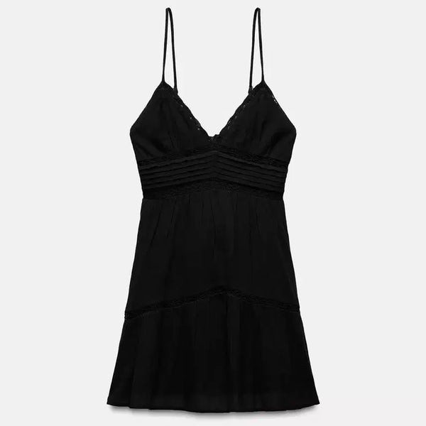 [BUNJANG] Zara Chiffon Cotton Mini Dress XS Black / [새상품] 자라 쉬폰 코튼 원피스 xs 판매 나시 프릴 미니 블랙 슬리브