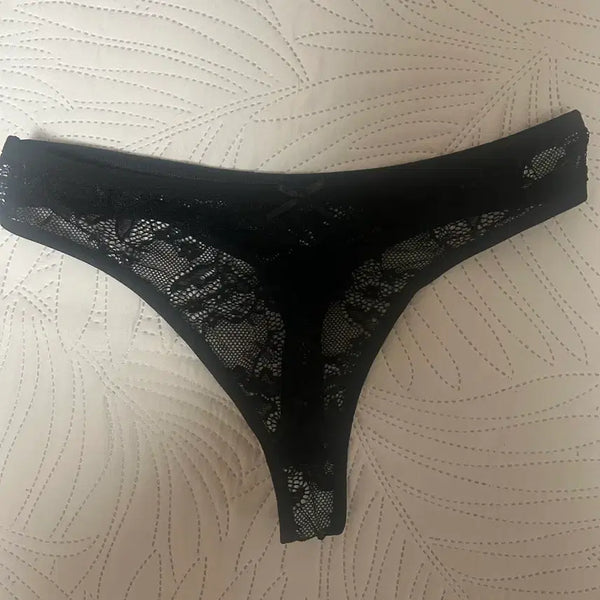 [BUNJANG] Black Lace String Thong Panties / 블랙 레이스 끈팬티