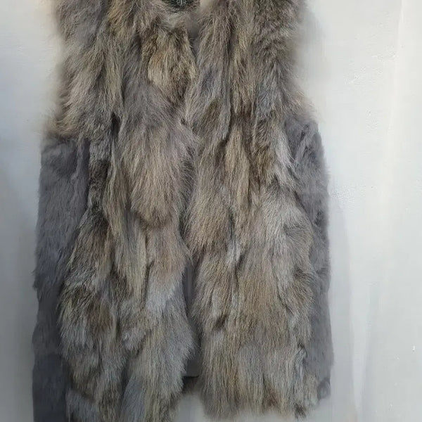 [BUNJANG] Jindo Fur Racoon & Rabbit Fur Long Vest / 진도모피 라쿤.토끼퍼 롱 베스트