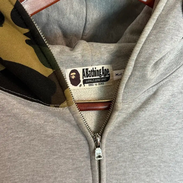 [BUNJANG] Bape Shark Hoodie Zip-Up Grey / 베이프 샤크 후드집업 그레이