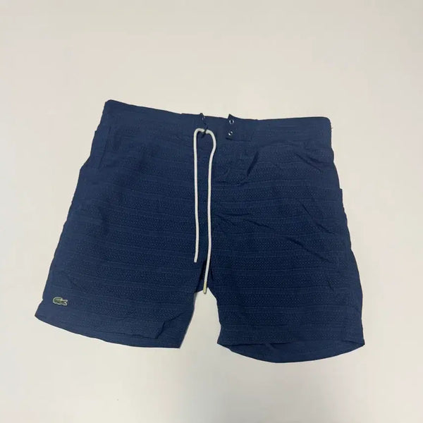 [BUNJANG] Lacoste Velcro Printing Shorts Navy / 라코스테 찍찍이 수영복 반밴딩 프린팅 반바지 네이비