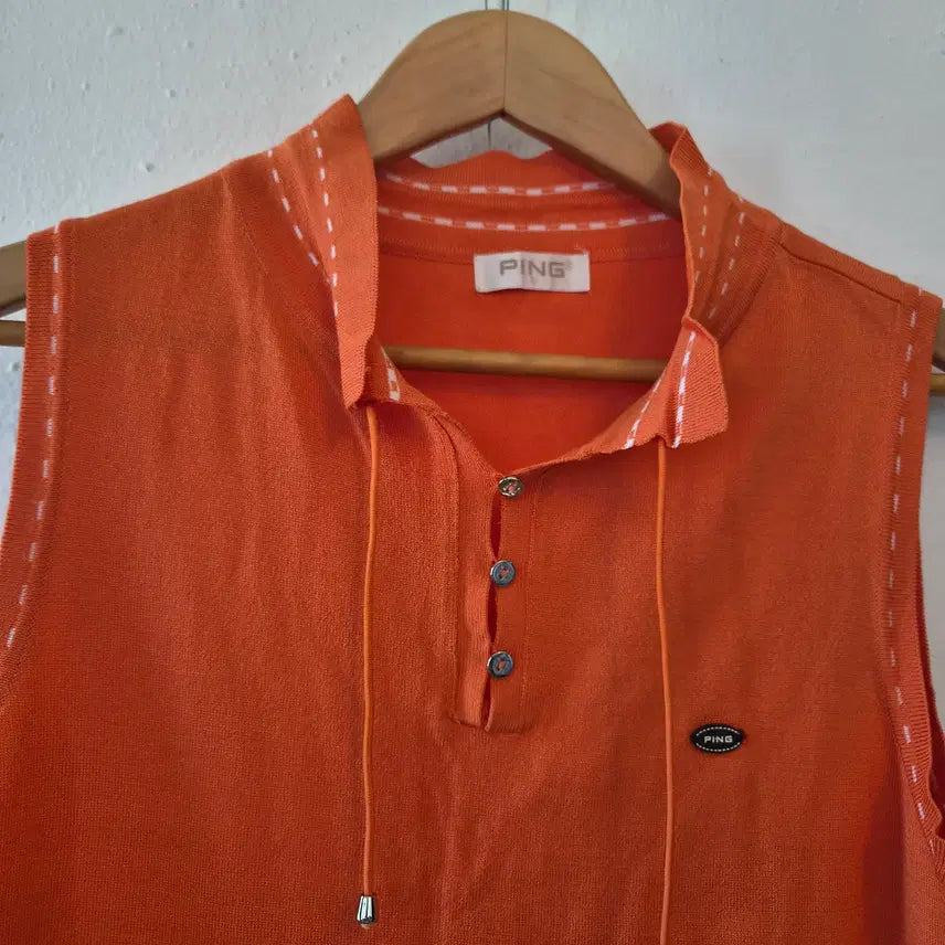 [BUNJANG] Ping Women's Knit Sleeveless Top Orange Size 95 / 핑 Ping 여성 니트 민소매티셔츠 95사이즈