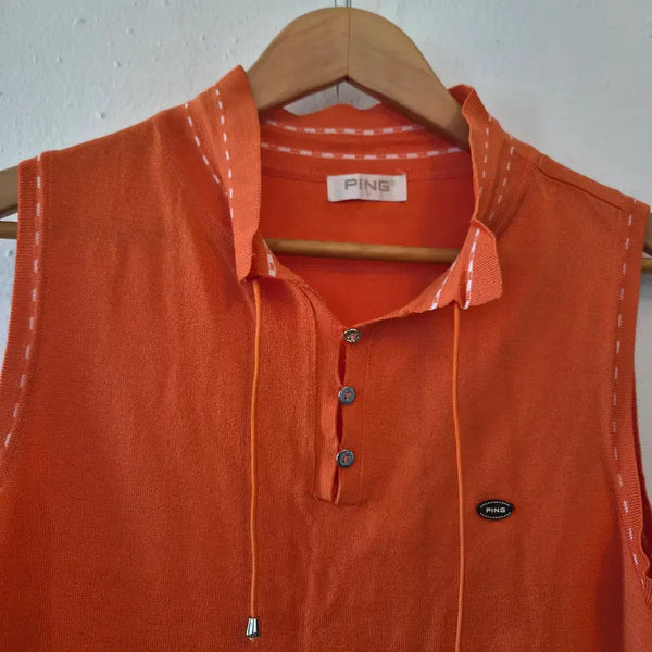 [BUNJANG] Ping Women's Knit Sleeveless Top Orange Size 95 / 핑 Ping 여성 니트 민소매티셔츠 95사이즈