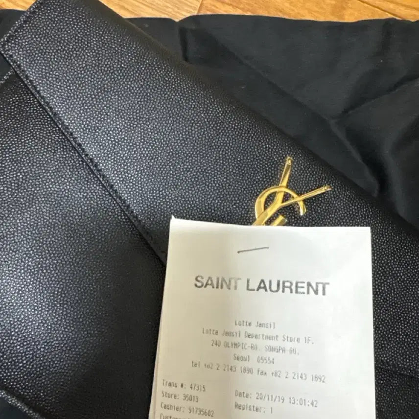 [BUNJANG] Saint Laurent Uptown Pouch Black Grained Embossed Leather / 생로랑 파우치