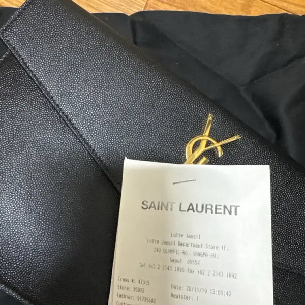 [BUNJANG] Saint Laurent Uptown Pouch Black Grained Embossed Leather / 생로랑 파우치