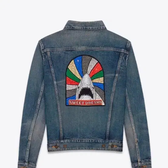 [BUNJANG] Saint Laurent Embroidered Shark Denim Jacket XL / [XL]생로랑 샤크 자수 청차겟