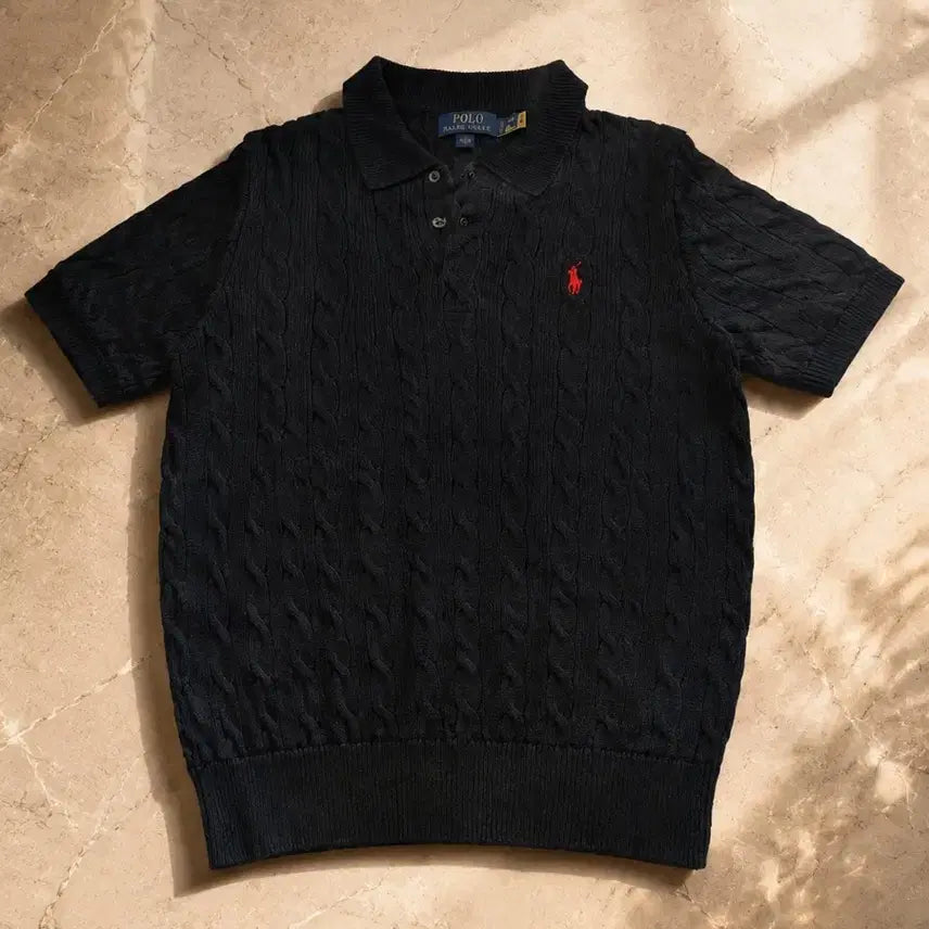 [BUNJANG] Polo Ralph Lauren Cable Knit Short Sleeve Knit Navy S / 폴로 랄프 로렌 케이블 반팔 니트 네이비 s