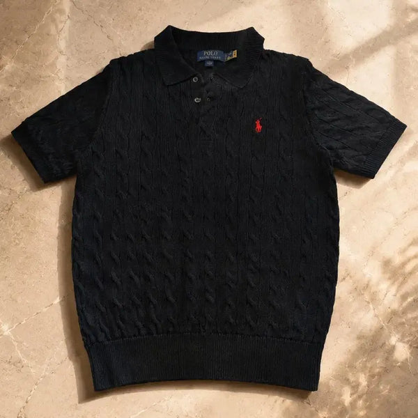 [BUNJANG] Polo Ralph Lauren Cable Knit Short Sleeve Knit Navy S / 폴로 랄프 로렌 케이블 반팔 니트 네이비 s