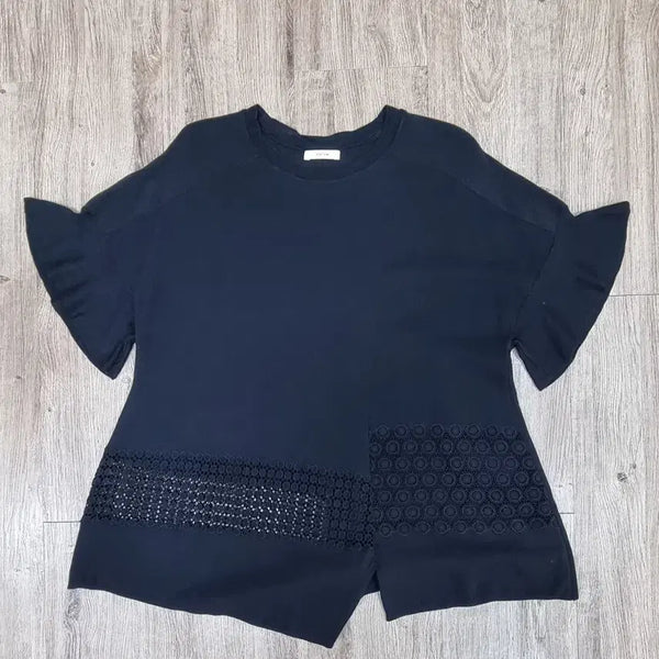 [BUNJANG] System Asymmetric Summer Knit Short Sleeve Top / 시스템 비대칭 여름니트 반팔 Free _ 여성