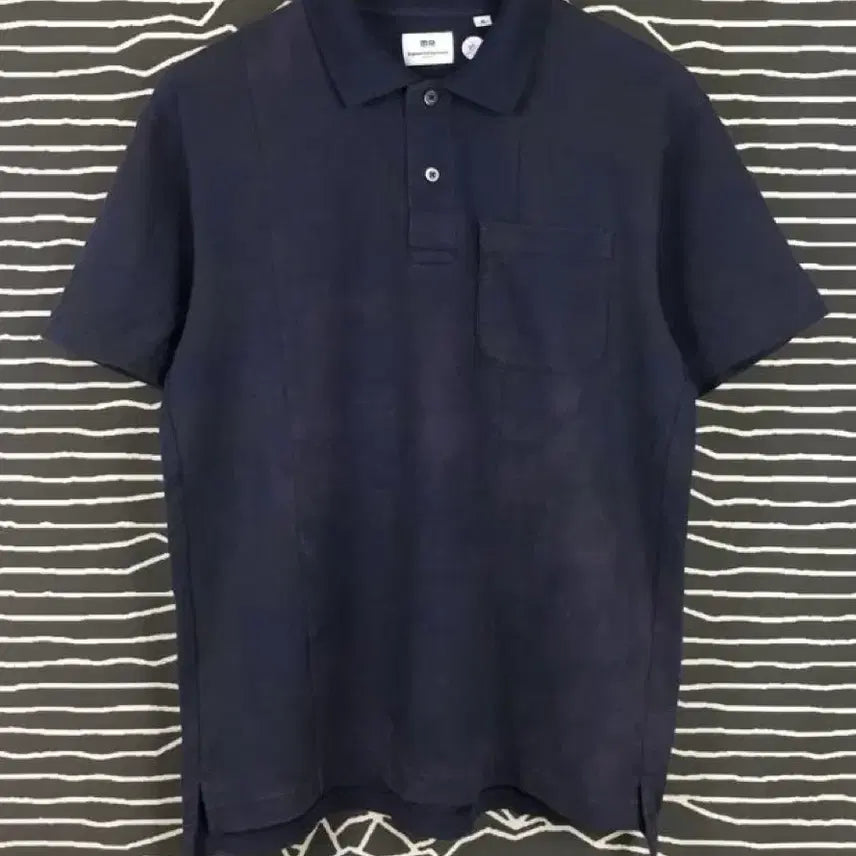 [BUNJANG] Uniqlo Engineered Garments Pattern Navy Collar T-shirt / 유니클로 엔지니어드가먼츠 카라티 패턴네이비