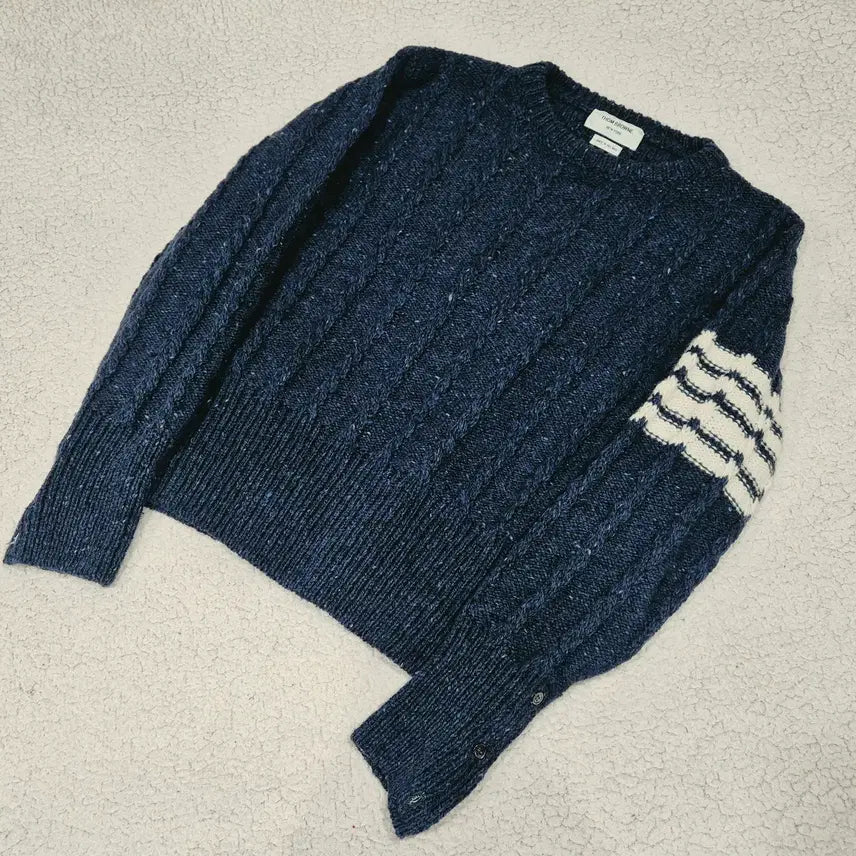 [BUNJANG] Thom Browne Stripe Cable Knit Sweater / 톰브라운 스트라이프 케이블 니트
