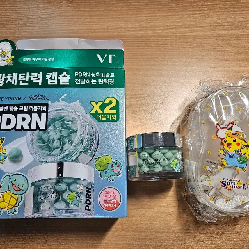 [BUNJANG] VT Cosmetics PDRN Capsule Cream 100 (50ml) with Pokemon Edition Pouch Keyring / VT PDRN 캡슐크림 100 50ML + 포켓몬 파우치 키링