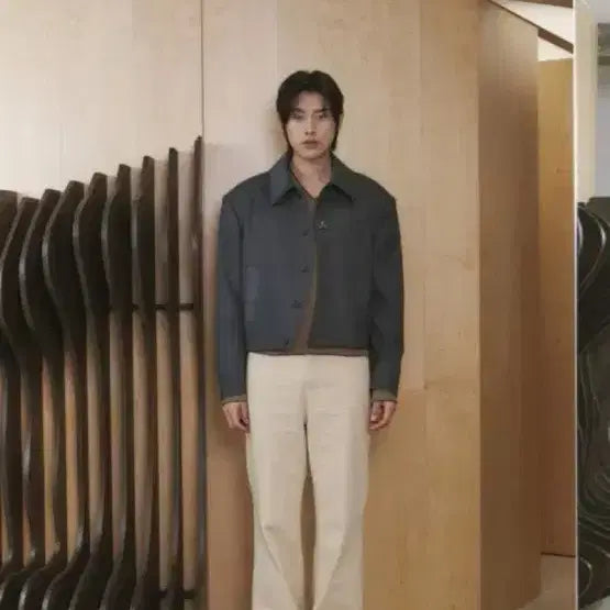 [BUNJANG] Waveness Tide Layer Wool Crop Jacket Grey / (1) 웨이비니스 타이드 레이어 울 크롭 자켓 그레이