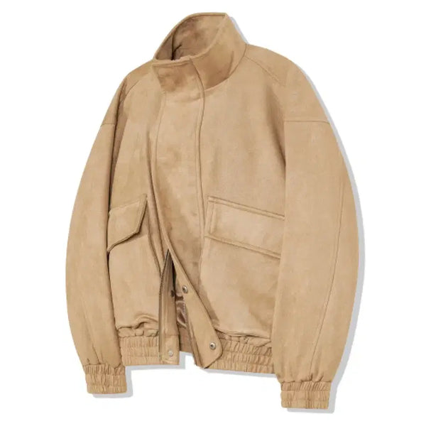[BUNJANG] Viva Brown Vegan Suede Highneck Blouson Jacket / (새상품) 비바브라운 비건 스웨이드 하이넥 자켓 블루종