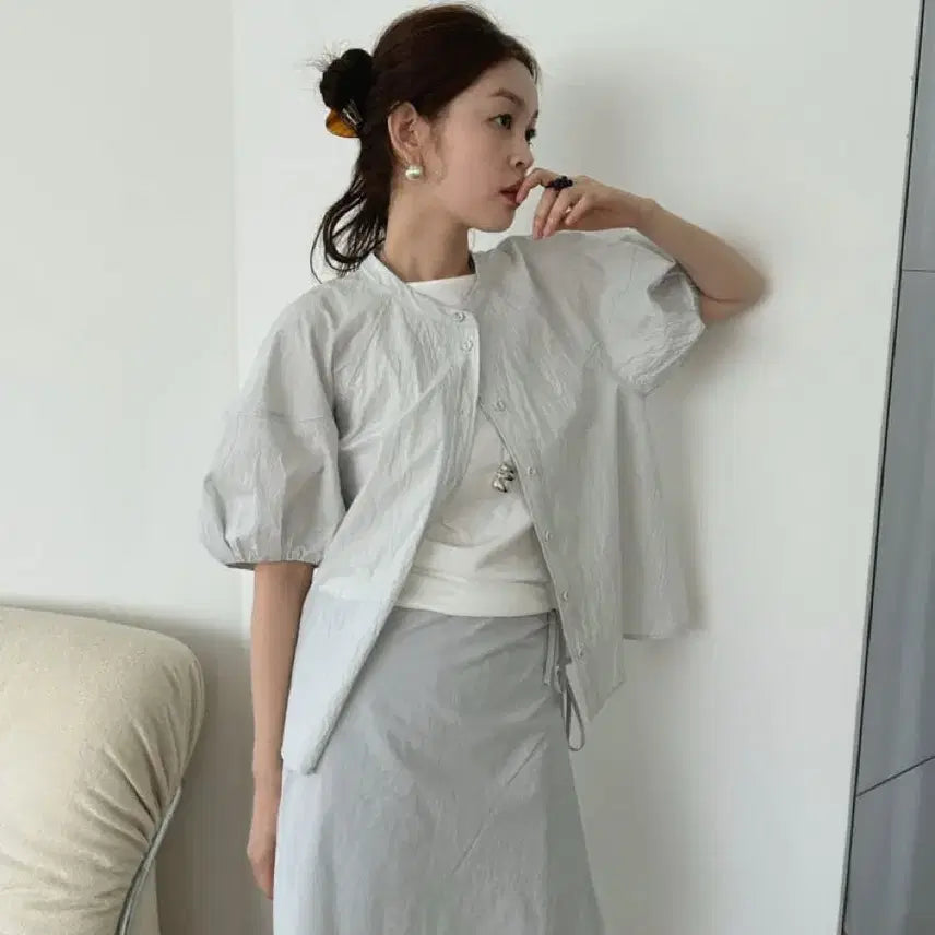 [BUNJANG] Mare Volume Blouse - Grey / 마레 mare 볼륨 블라우스 그레이 중고 상태좋음 (시원해여)