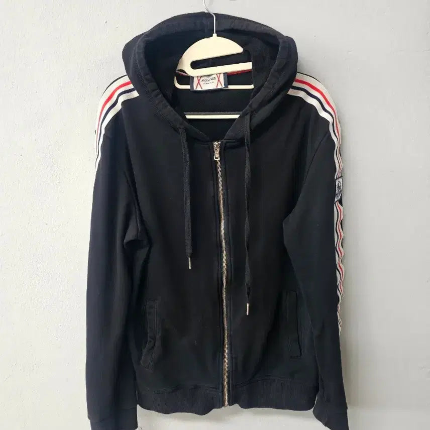 [BUNJANG] Moncler Track Jacket Hoodie Black / 몽클레어 트랙탑 후드 집업 블랙
