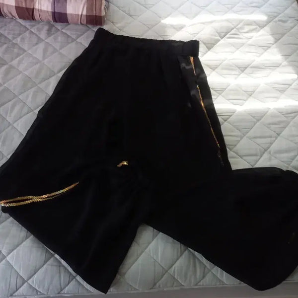[BUNJANG] Black Belly Dance Pants with Gold Trim / 블랙 벨리댄스복