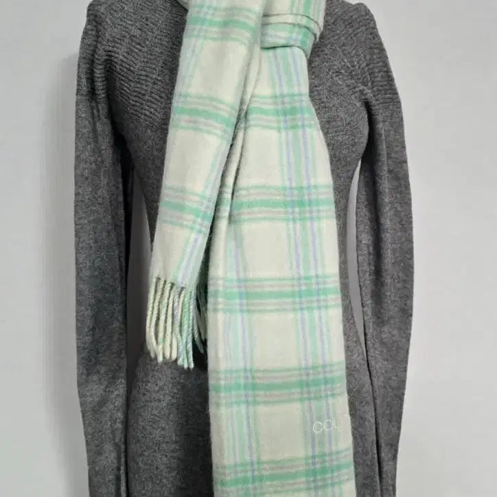 [BUNJANG] Courreges Mint Check Pattern Wool Muffler / Courreges 꾸레쥬 민트 체크패턴 울 머플러 팝니다