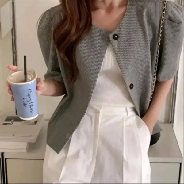 [BUNJANG] Women's Striped Shrug Jacket / 예쁜 자켓