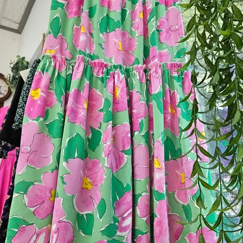 [BUNJANG] Floral Pattern Chiffon Skirt / 플라워 패턴 밴딩 쉬폰 스커트