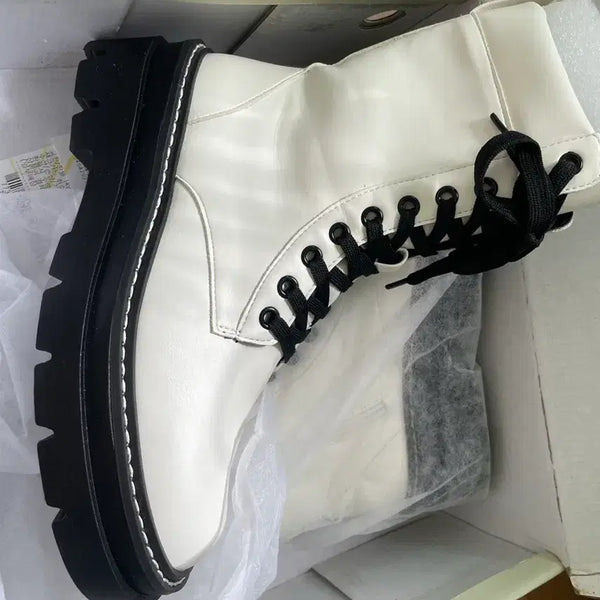 [BUNJANG] Shoopen Walt Point Platform Walker Boots Ivory 240 / 슈펜 아이보리 통굽 월트 포인트 플랫폼 워커 부츠 240