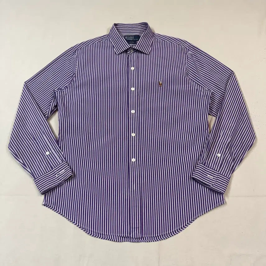 [BUNJANG] Polo Ralph Lauren Purple Stripe Dress Shirt L / L) 폴로 랄프로렌 퍼플 스트라이프 정장 드레스 셔츠 F4