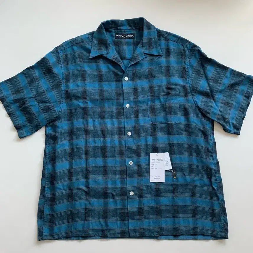 [BUNJANG] Wackomaria Ombre Check Open Collar Shirt XL / 와코마리아 옴브레 체크 오픈카라 셔츠 XL