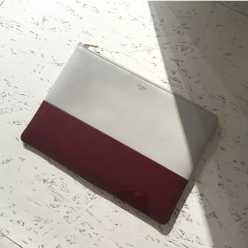 [BUNJANG] Celine Two-Tone Clutch Bag (Pale Grey/Merlot) / 셀린느 투톤클러치 올드셀린(페일그레이/멜롯)